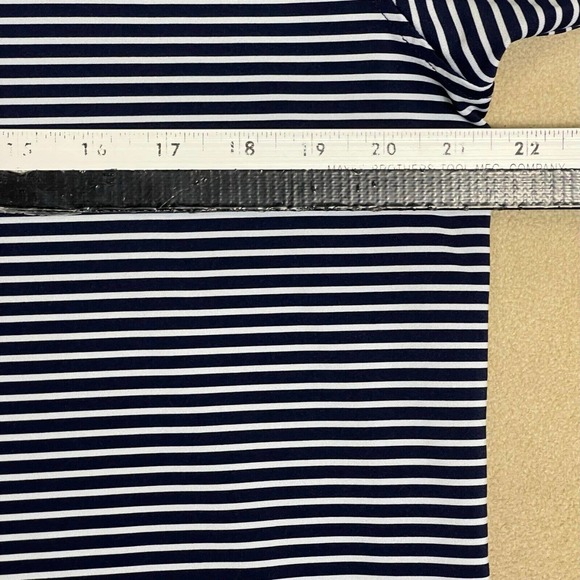 Straight Down‎ Golf Polo Shirt Mens M Blue Striped Embroidered Logo On Chest - Picture 8 of 12
